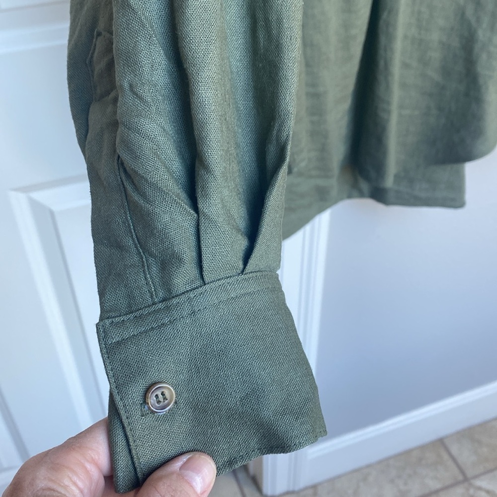 SBJ / GOOD COMPANY tunic blouse in olive green linen/rayon - Picture 8 of 9